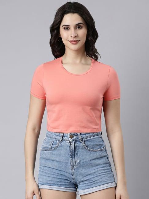 twin birds orange crop top