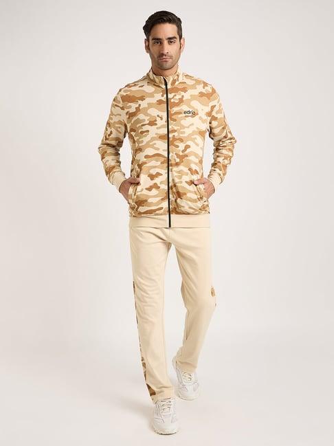 edrio beige regular fit camo print jacket