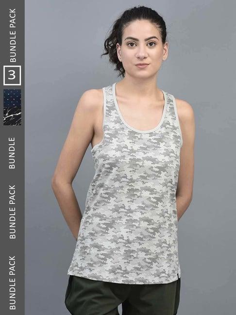 dollar black & grey cotton printed tank top - pack of 3