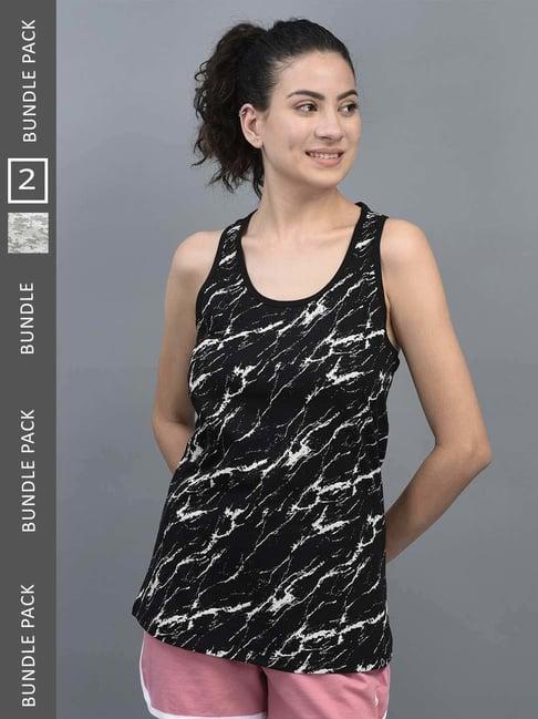 dollar black & grey cotton printed tank top - pack of 2