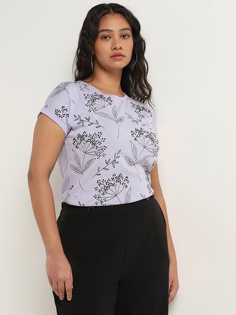 gia by westside lilac floral printed t-shirt