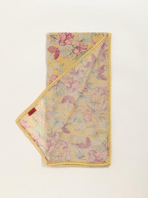 zuba by westside yellow floral printed dupatta