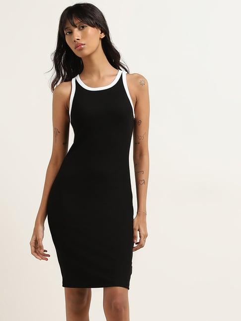 studiofit by westside black ribbed bodycon dress