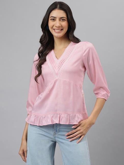 latin quarters pink regular fit tunic