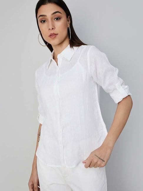 code by lifestyle off-white linen shirt