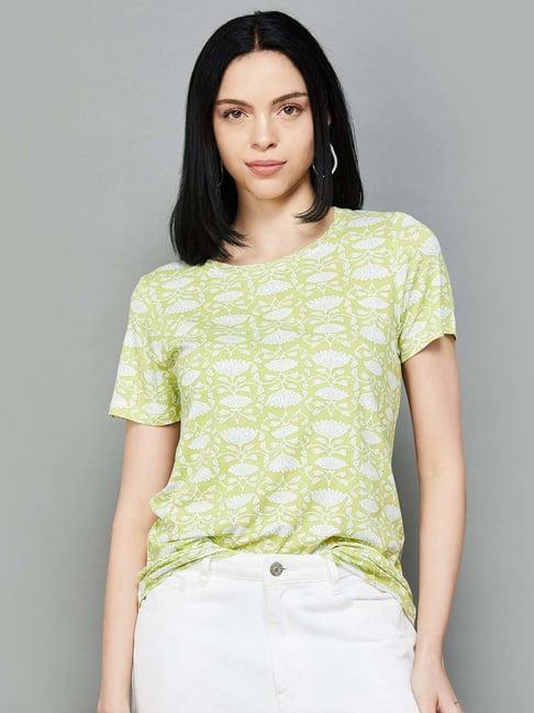 colour me by melange green printed t-shirt