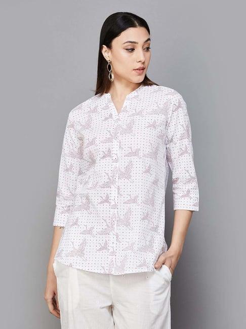 melange by lifestyle white cotton printed tunic