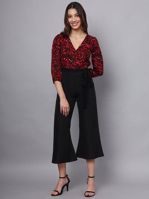 eavan red & black animal print jumpsuit