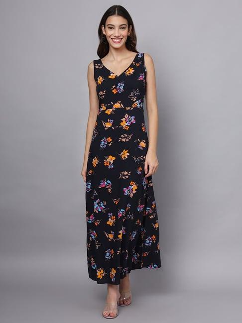 eavan black floral print maxi dress