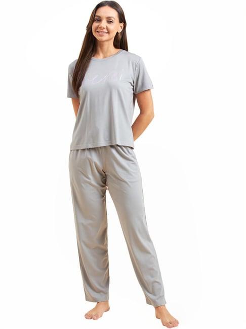 sweet dreams grey printed t-shirt pyjama set