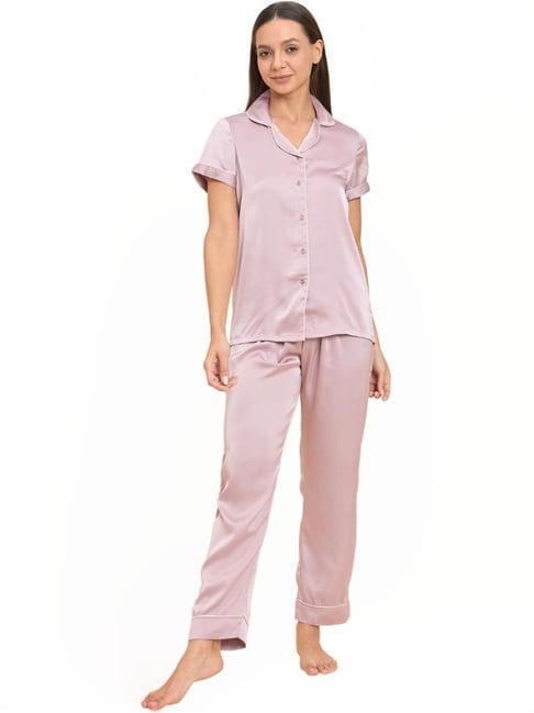 sweet dreams purple regular fit shirt pyjama set