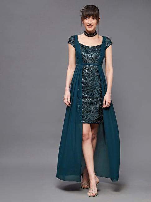 miss chase teal embellished maxi dress