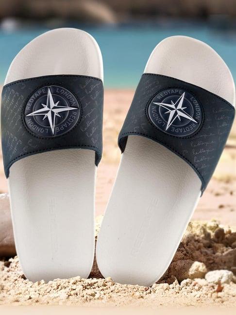 red tape men's navy slides