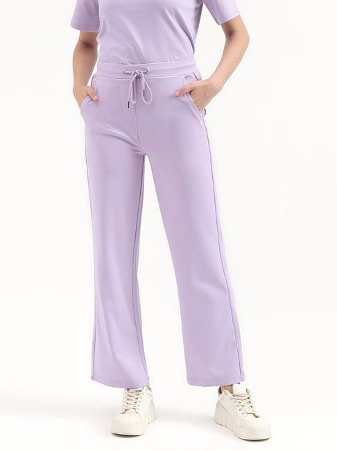 united colors of benetton lavender straight fit mid rise trousers