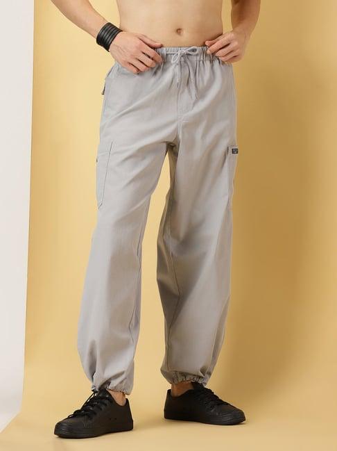 thomas scott steel grey loose fit cotton cargo joggers