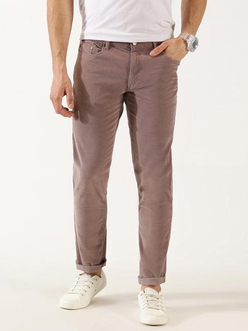 thomas scott lavender regular fit corduroy flat front trousers