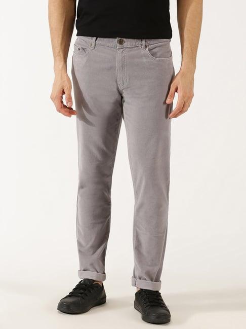 thomas scott steel grey regular fit corduroy flat front trousers