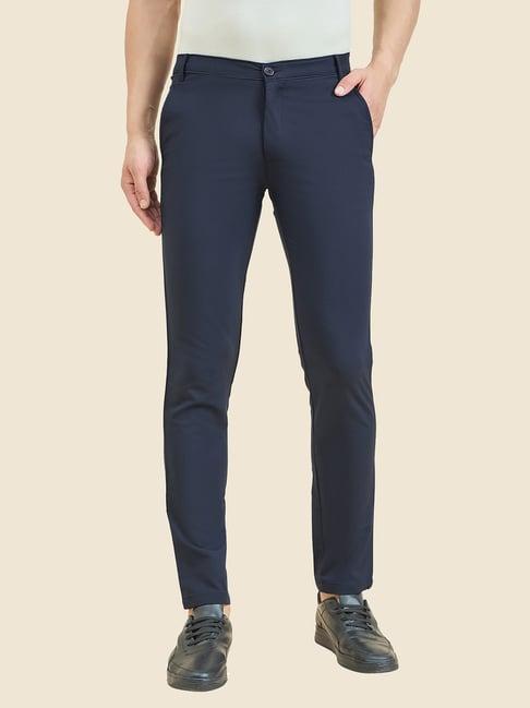 sweet dreams navy regular fit flat front trousers