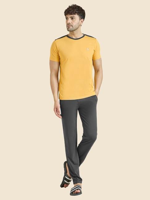 sweet dreams mustard & grey regular fit t-shirt & pyjamas set