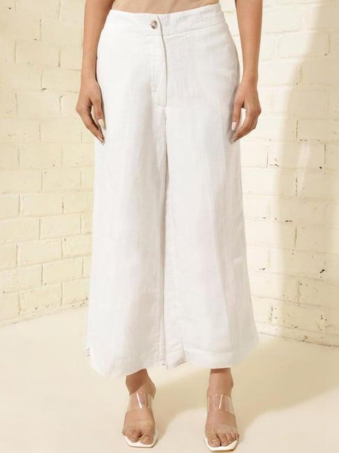 fabindia white mid rise palazzos