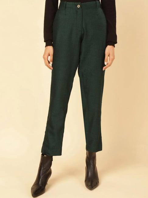 fabindia green regular fit pants