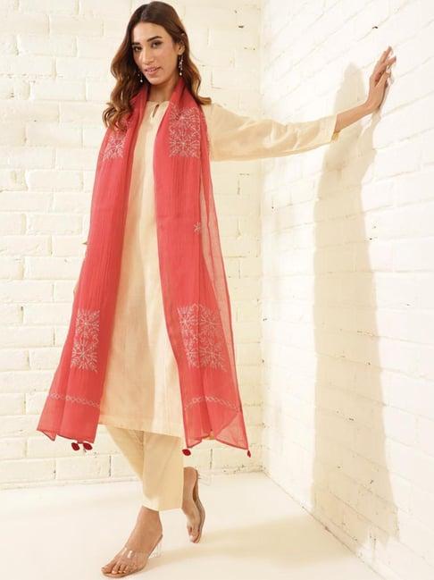 fabindia coral embroidered dupatta