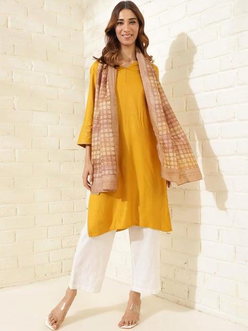 fabindia beige polka dots dupatta