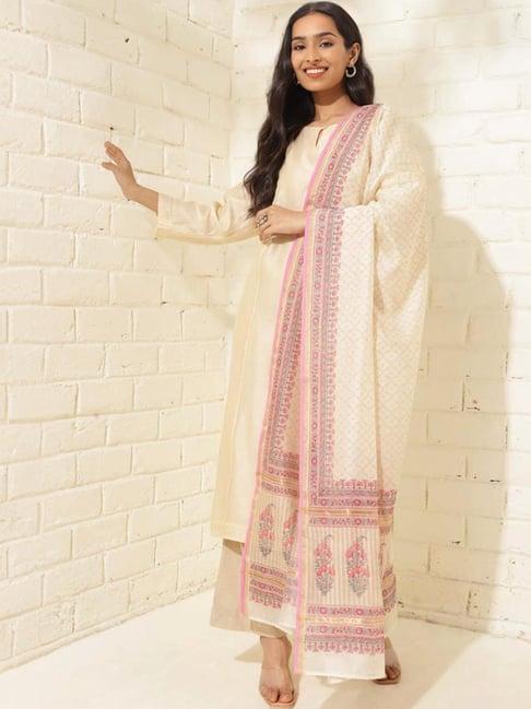 fabindia white printed dupatta