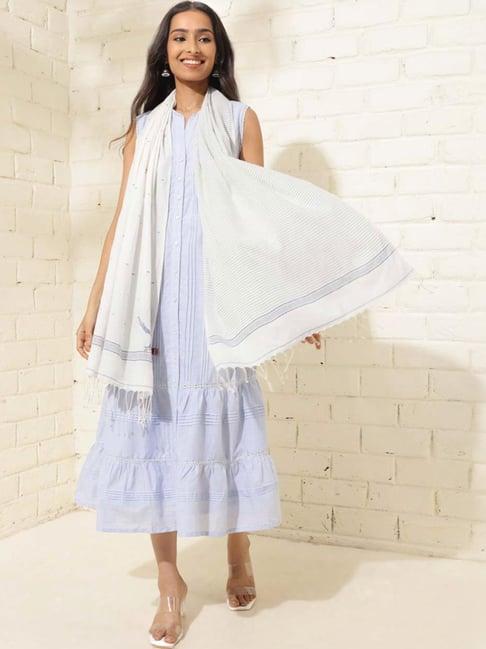 fabindia off-white cotton woven pattern dupatta