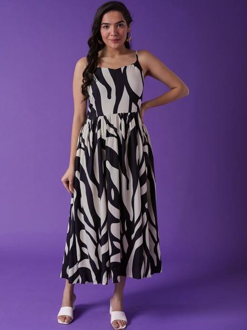 zari jaipur black & white printed maxi dress