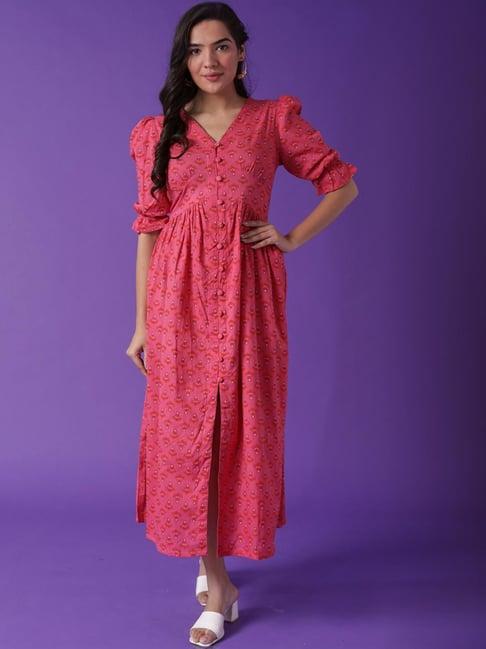 zari jaipur pink printed maxi dress