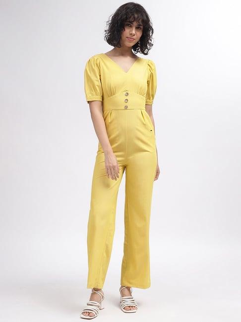 elle yellow maxi jumpsuit