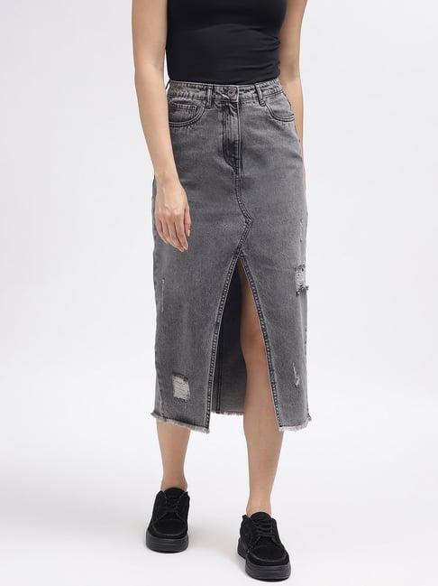 iconic grey cotton midi skirt