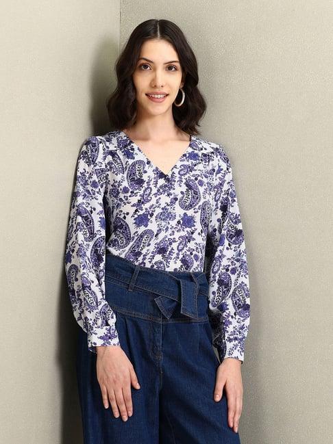 u.s. polo assn. blue floral print top