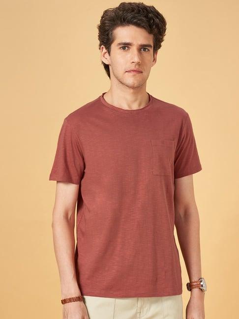 urban ranger by pantaloons aragon cotton slim fit texture t-shirt