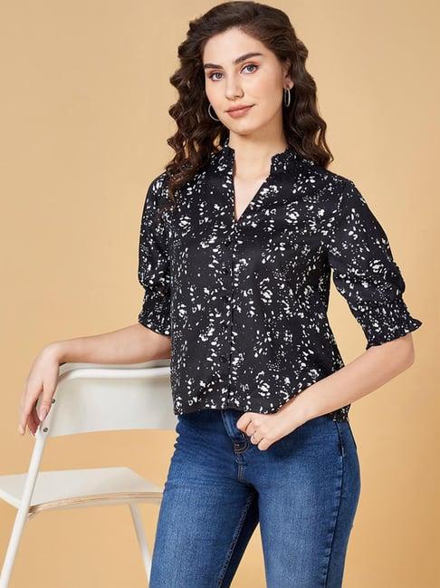 yu by pantaloons black printed top