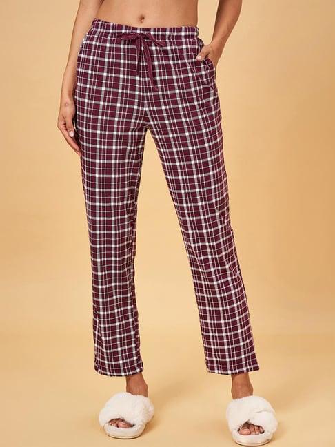 dreamz by pantaloons purple cotton chequered pyjamas