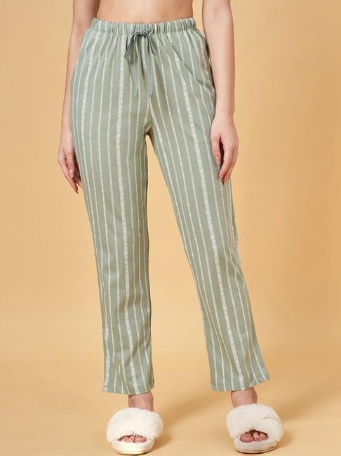 dreamz by pantaloons green cotton striped pyjamas