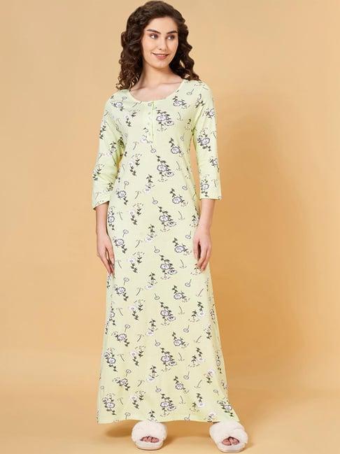 yu by pantaloons green cotton printed night gown