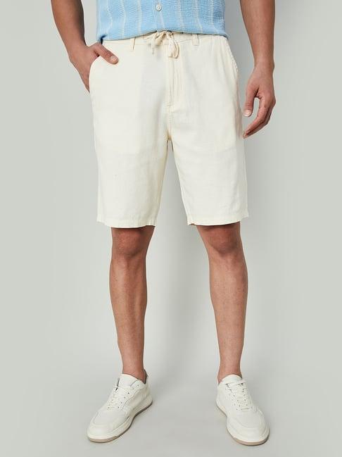 code by lifestyle ecru regular fit shorts