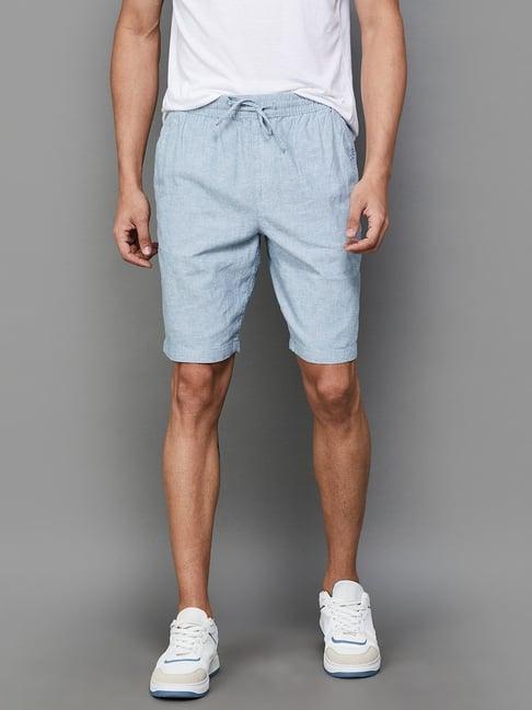 fame forever light blue regular fit shorts