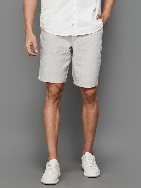 fame forever light khaki regular fit shorts