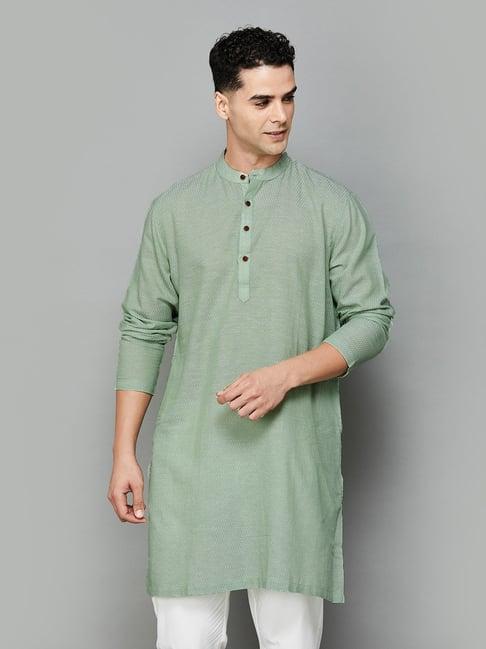 melange by lifestyle sage cotton regular fit self pattern kurta