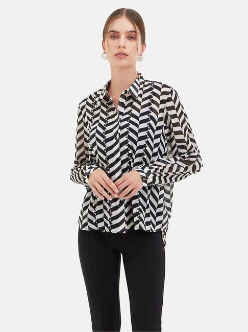 kazo black & white printed shirt