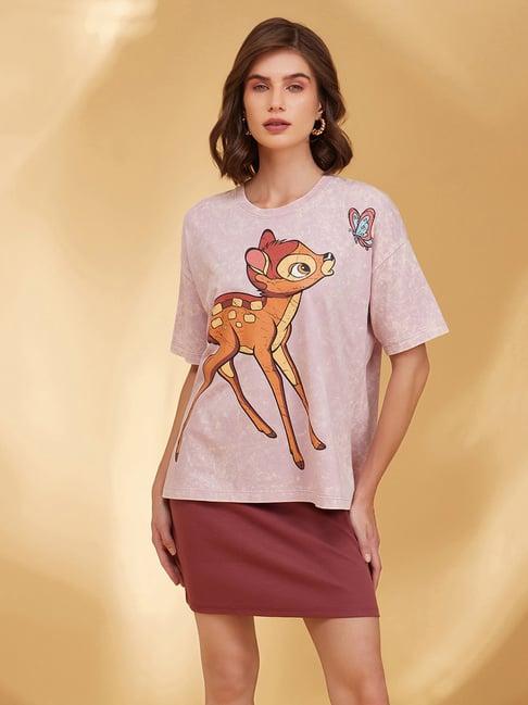 kazo mauve cotton printed oversized t-shirt