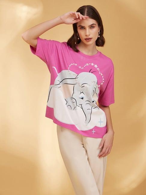 kazo pink embellished oversized t-shirt