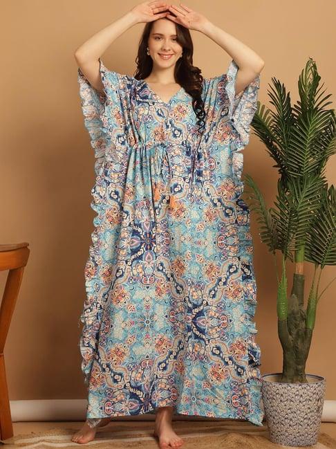 secret wish sky blue printed kaftan