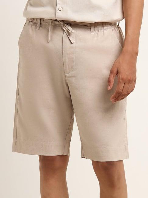 eta by westside beige mid rise relaxed fit shorts