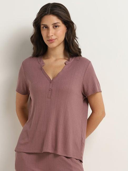 wunderlove by westside dark mauve ribbed top