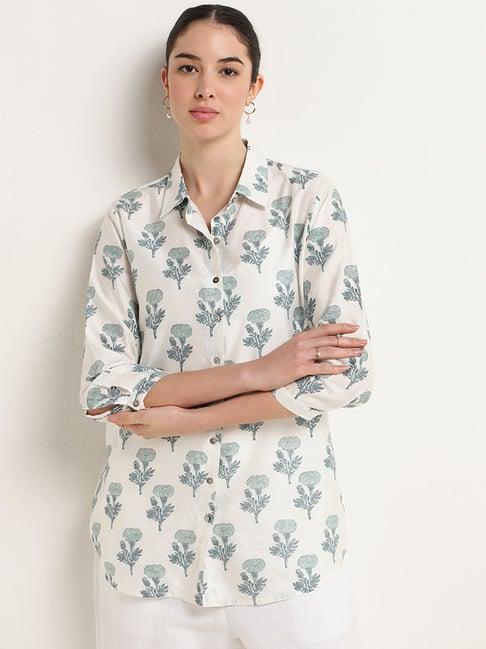 zuba by westside white printed tunic